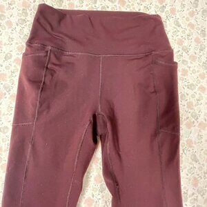 RBX Women's Large, Burgundy w/ Side Pockets 87% Nylon Leggings - GUC
